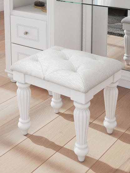 Kozlani - Vanity Upholstered Stool - White
