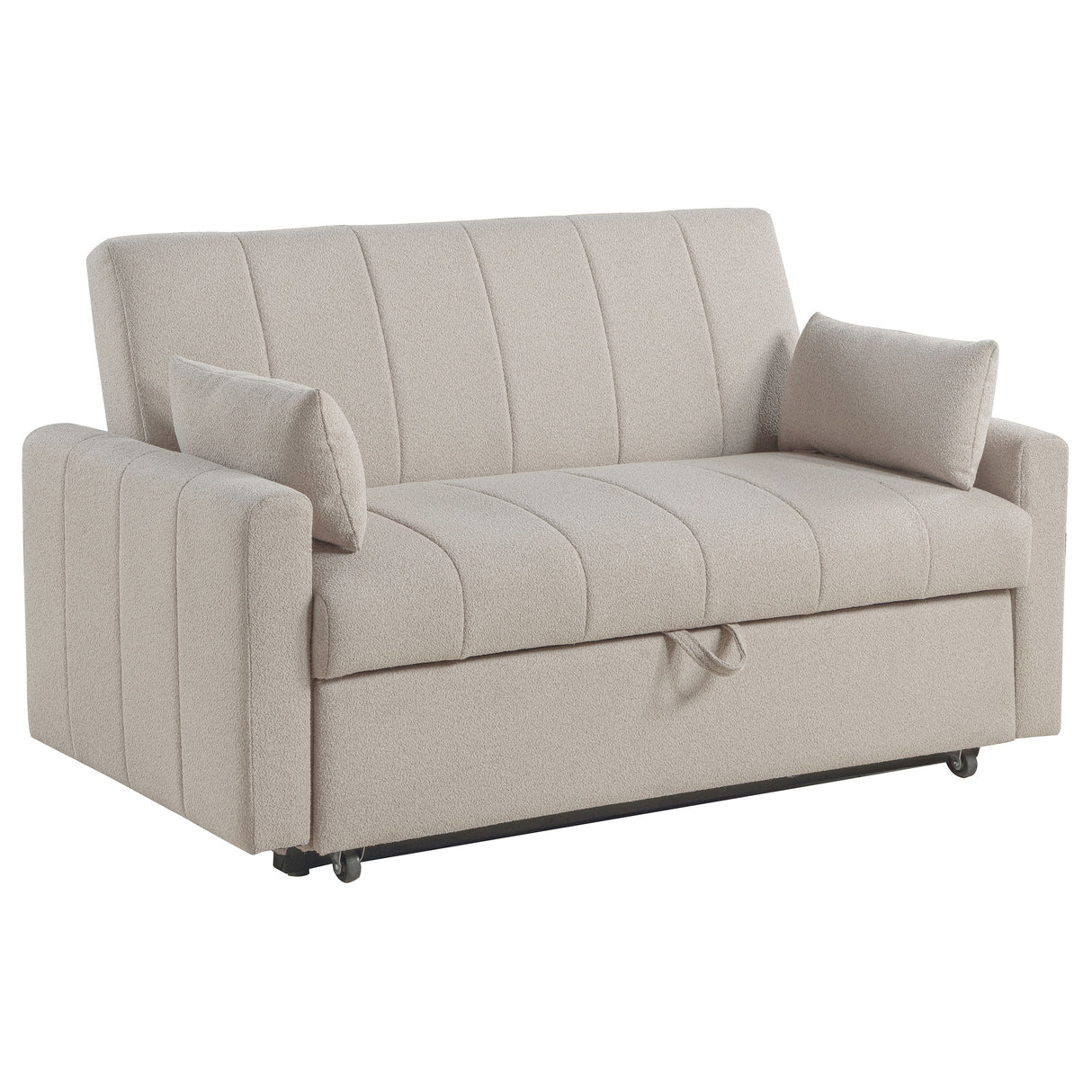 Furniture City Houma - Coaster - Portland Boucle Upholstered Sleeper Sofa Bed Latte - 350142