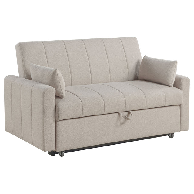 Furniture City Houma - Coaster - Portland Boucle Upholstered Sleeper Sofa Bed Latte - 350142