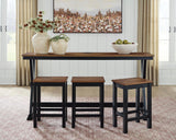 Wildenauer - Rectangular Dining Room Counter Table Set (Set of 4) - Brown / Black