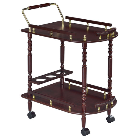 Furniture City Houma - Coaster - Palmer 2-tier Rectangular Wood Bar Cart Merlot - 3512