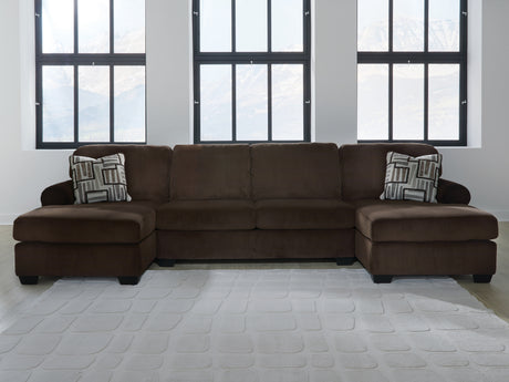 Furniture City Houma - Ashley Furniture - Kimlee 3-Piece Sectional with Double Chaise - RAF 3-Piece Sectional with Double Chaise / Chocolate - PC35603S3