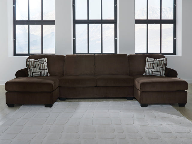 Furniture City Houma - Ashley Furniture - Kimlee 3-Piece Sectional with Double Chaise - RAF 3-Piece Sectional with Double Chaise / Chocolate - PC35603S3