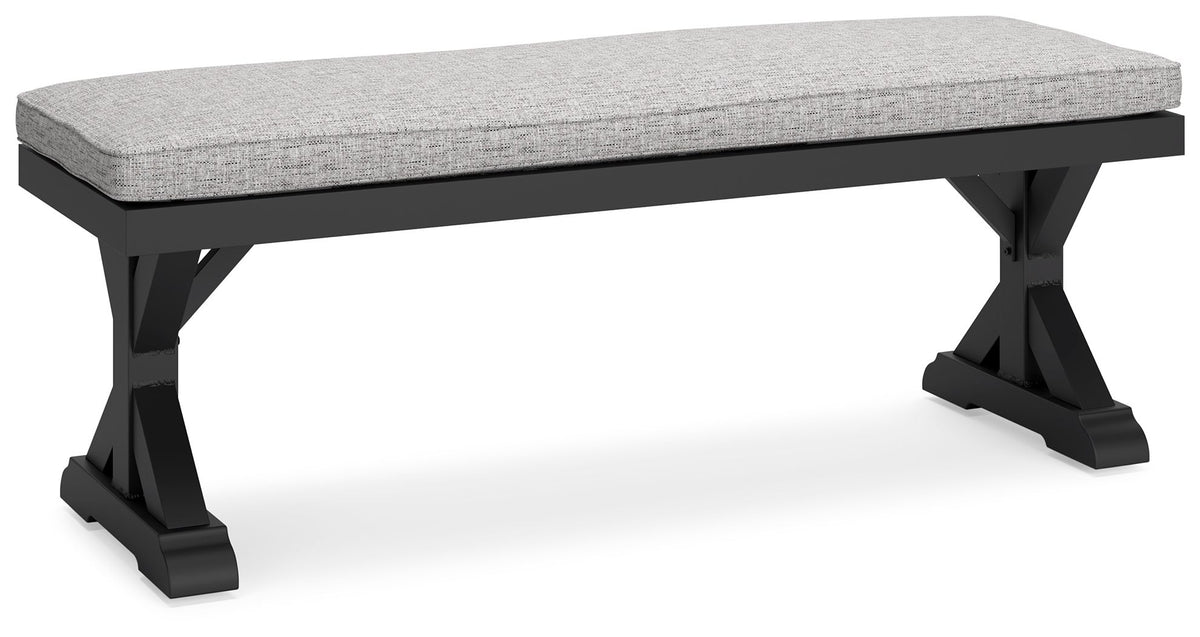 Beachcroft - Bench With Cushion - Black / Light Gray