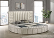 Furniture City Houma - Coaster - Sonya Upholstered Eastern King Round Storage Bed Ivory - 360111KE