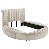 Furniture City Houma - Coaster - Sonya Upholstered Queen Round Storage Bed Ivory - 360111Q