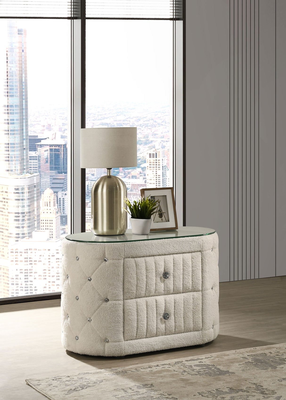 Furniture City Houma - Coaster - Sonya 2-drawer Upholstered Nightstand Bedside Table Ivory - 360112