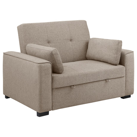 Furniture City Houma - Coaster - Edith Upholstered Convertible Sleeper Sofa Bed Beige - 360146