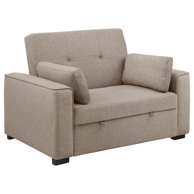 Furniture City Houma - Coaster - Edith Upholstered Convertible Sleeper Sofa Bed Beige - 360146