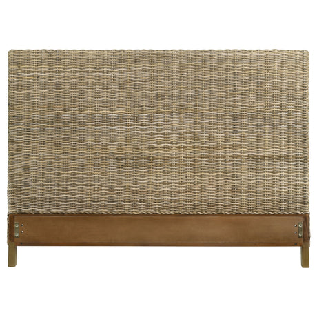 Zyla Woven Rattan California King Panel Headboard Kubu Grey