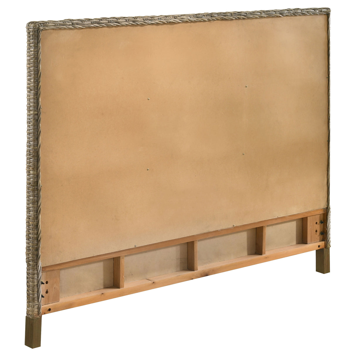 Zyla Woven Rattan Queen Panel Headboard Kubu Grey