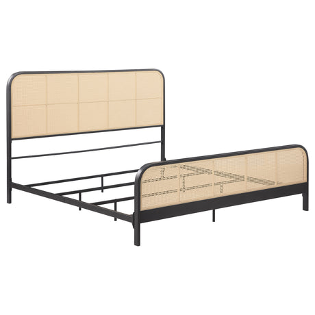 Furniture City Houma - Coaster - Lanewood Open Cane Webbing Metal Eastern King Bed Black - 360250KE