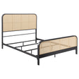 Furniture City Houma - Coaster - Lanewood Open Cane Webbing Metal Queen Bed Black - 360250Q