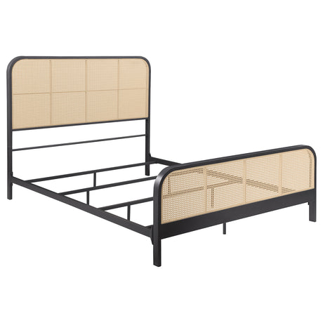 Furniture City Houma - Coaster - Lanewood Open Cane Webbing Metal Queen Bed Black - 360250Q