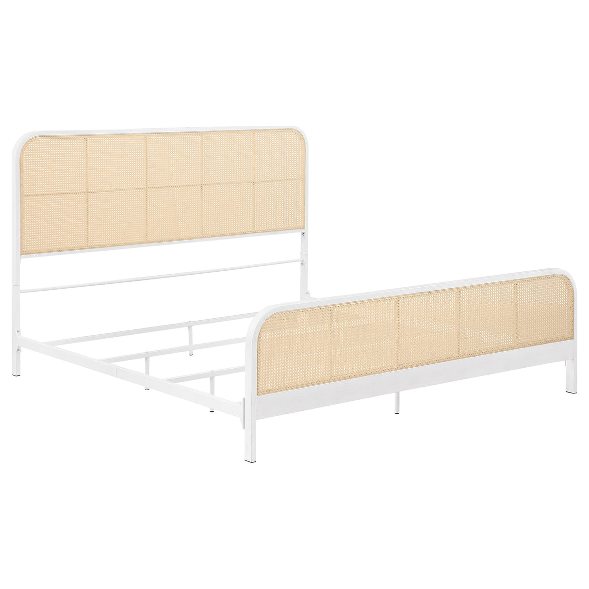 Furniture City Houma - Coaster - Lanewood Open Cane Webbing Metal Eastern King Bed White - 360251KE