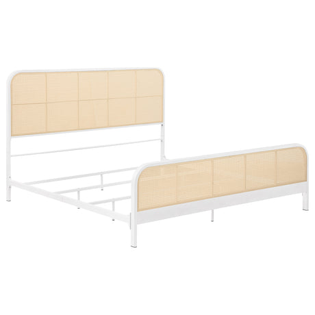 Furniture City Houma - Coaster - Lanewood Open Cane Webbing Metal Eastern King Bed White - 360251KE