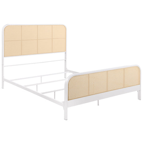 Furniture City Houma - Coaster - Lanewood Open Cane Webbing Metal Queen Bed White - 360251Q