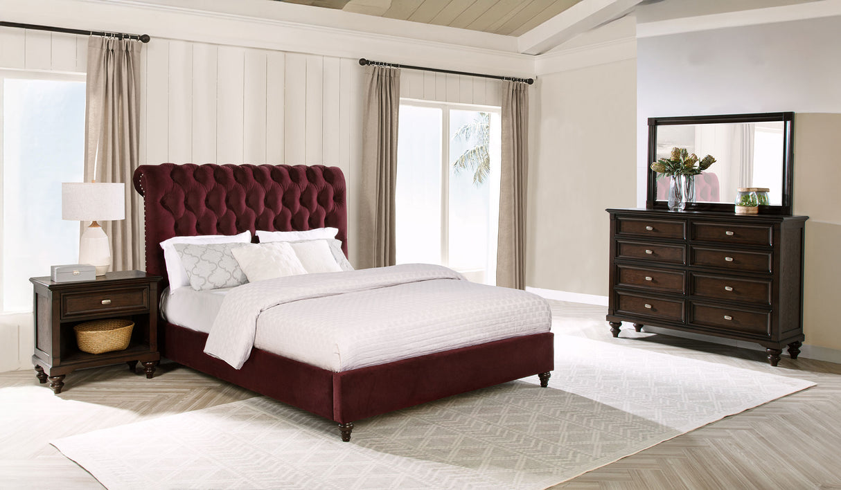 Furniture City Houma - Coaster - Devon 4-piece Full Bedroom Set Wine Red and Dark Oak - 360341F-S4
