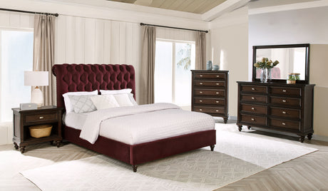 Furniture City Houma - Coaster - Devon 4-piece Full Bedroom Set Wine Red and Dark Oak - 360341F-S5