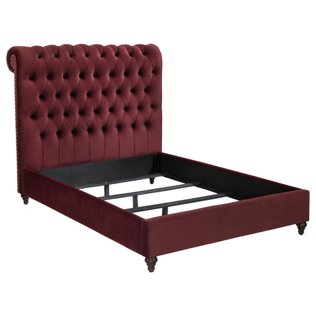 Furniture City Houma - Coaster - Devon 57-inch Upholstered Full Panel Bed Wine Red - 360341F