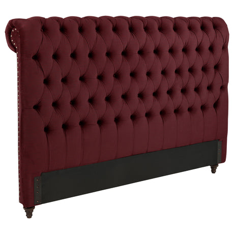 Furniture City Houma - Coaster - Devon 57-inch Upholstered Eastern King Headboard Wine Red - 360341KEB1