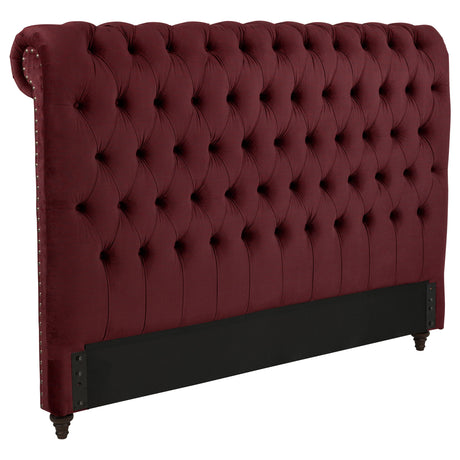 Furniture City Houma - Coaster - Devon 57-inch Upholstered California King Headboard Wine Red - 360341KWB1