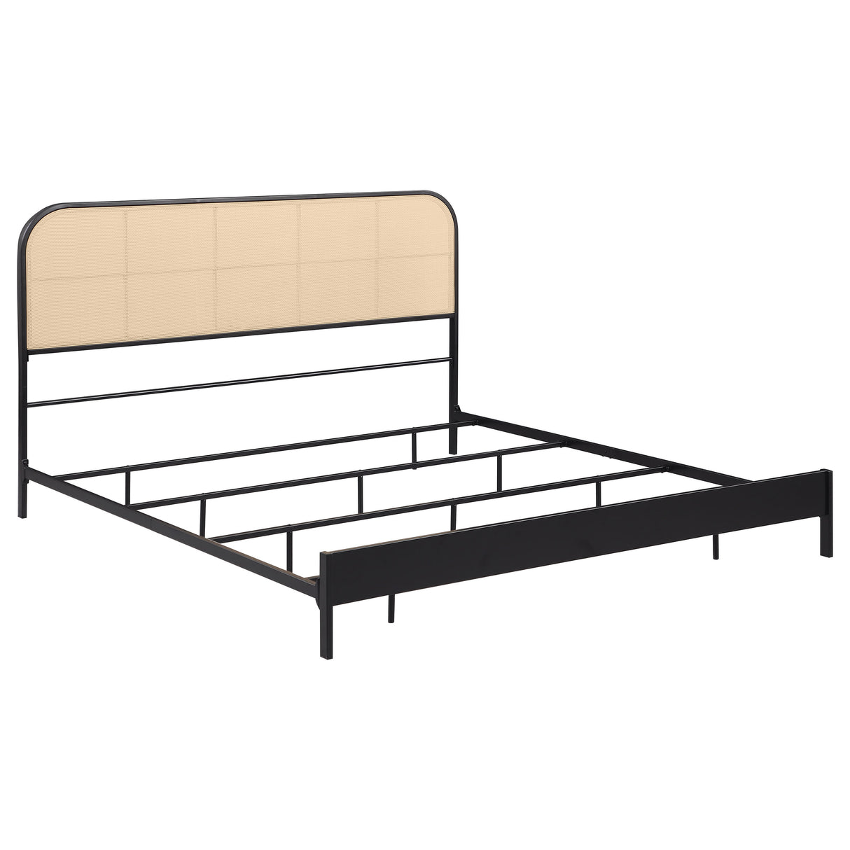 Furniture City Houma - Coaster - Amherst Radio Weave Rattan Metal Eastern King Bed Black - 360351KE