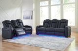 Furniture City Houma - Ashley Furniture - Fyne-Dyme Power Reclining Sofa and Loveseat - Power Reclining Sofa and Loveseat / Sapphire - 36603U1