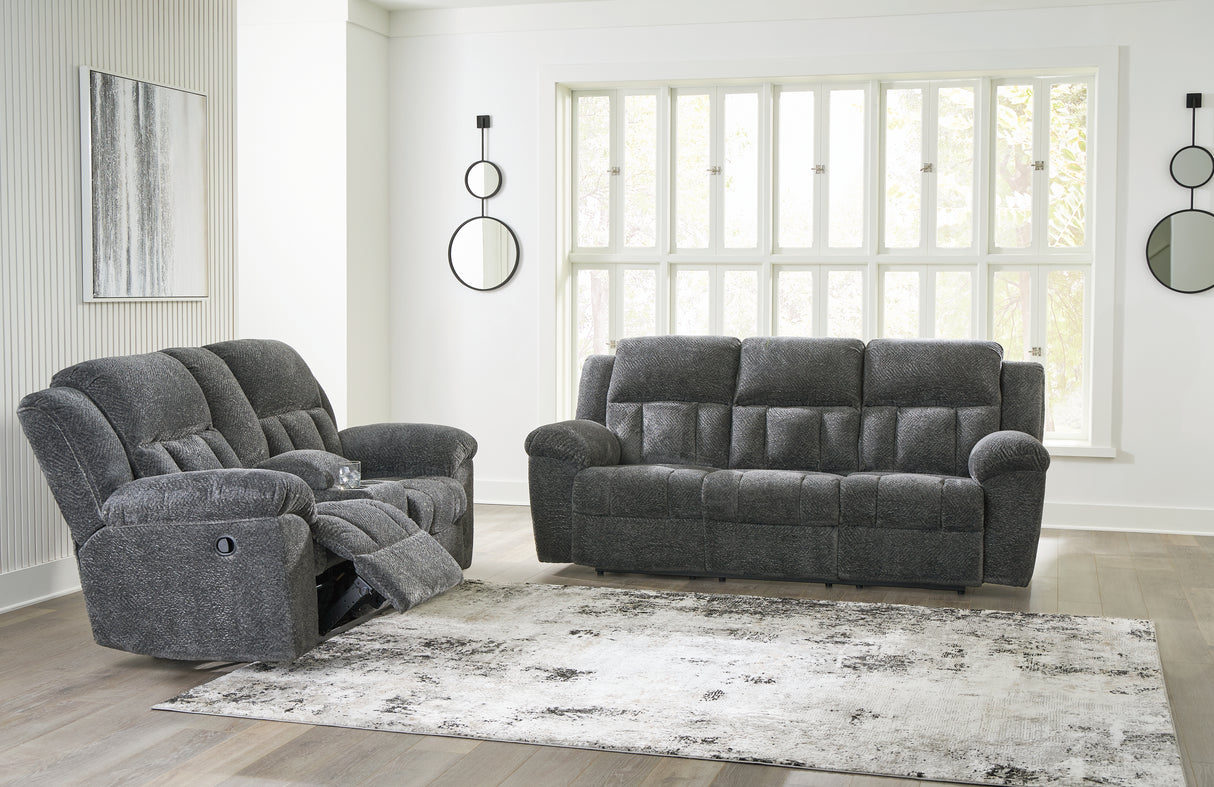 Furniture City Houma - Ashley Furniture - Frohn Reclining Sofa and Loveseat - Reclining Sofa and Loveseat / Graphite - 37406U3