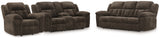 Furniture City Houma - Ashley Furniture - Frohn Reclining Sofa, Loveseat and Recliner - Reclining Sofa, Loveseat and Recliner / Chocolate - 37407U4