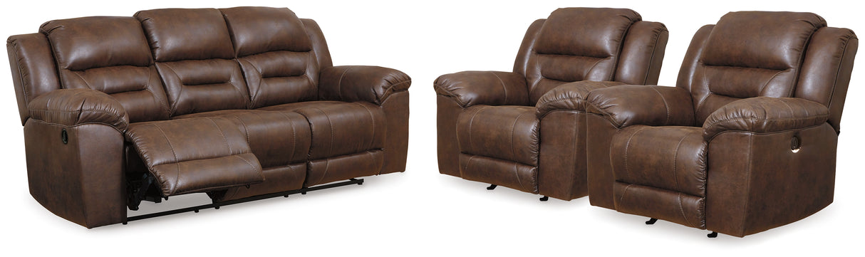 Furniture City Houma - Ashley Furniture - Stoneland Reclining Sofa and 2 Power Recliners - Reclining Sofa and 2 Power Recliners - 39904U6