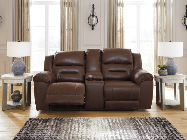 Furniture City Houma - Ashley Furniture - Stoneland Power Reclining Loveseat with Console - DBL REC PWR Loveseat w/Console / Chocolate - 3990496