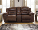 Furniture City Houma - Ashley Furniture - Stoneland Living Room - DBL Rec Loveseat w/Console / Chocolate - 3990494