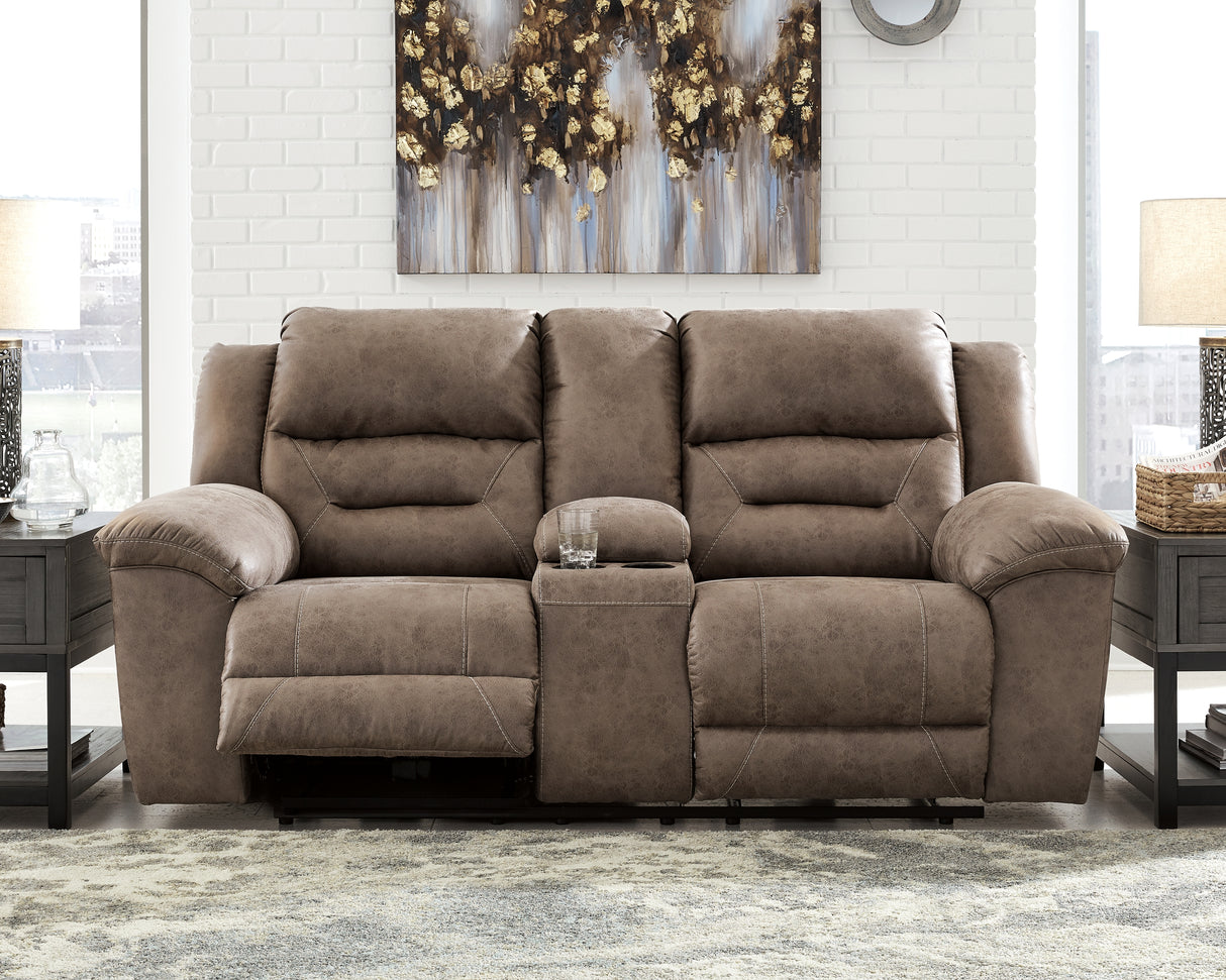 Furniture City Houma - Ashley Furniture - Stoneland Living Room - DBL REC PWR Loveseat w/Console / Fossil - 3990596