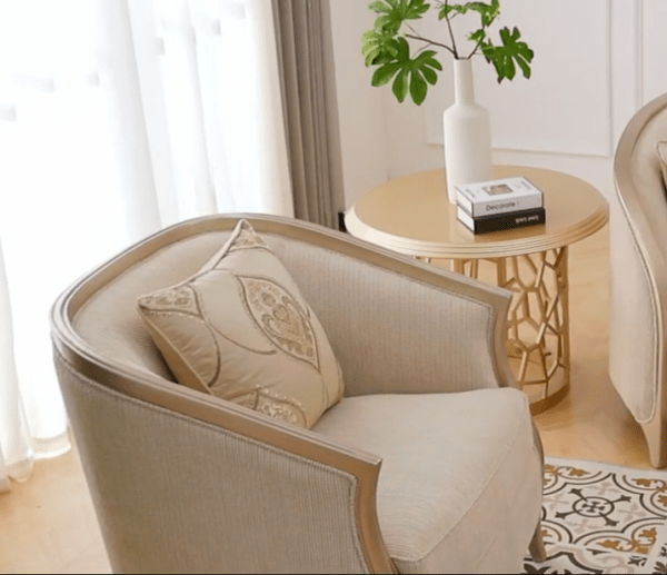 HD-7005 - Chair - Beige / Gold