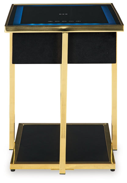 Rexwell - Accent Table With Speaker - Black / Gold Finish