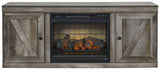 Wynnlow - TV Stand With Faux Firebrick Fireplace Insert - Gray