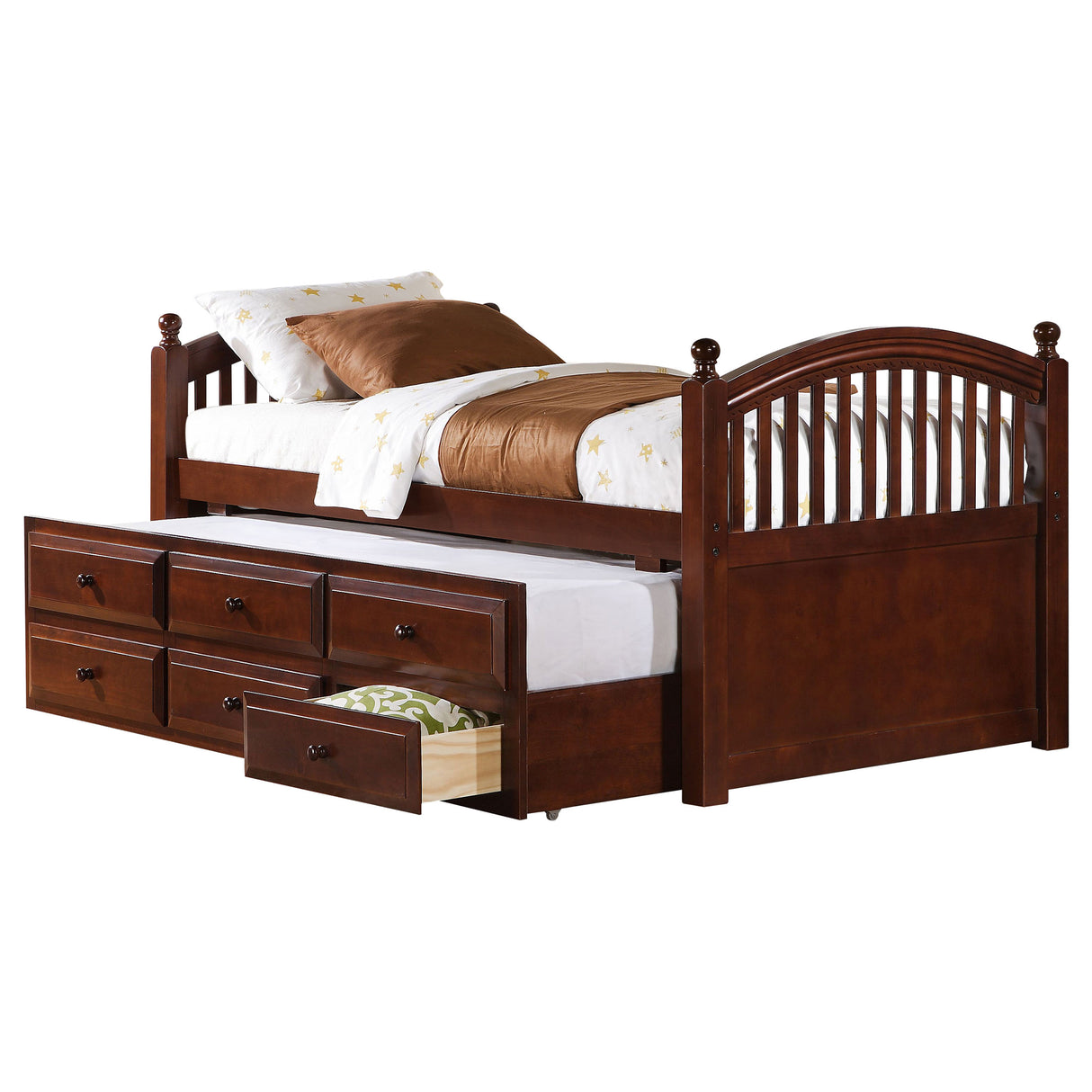 Furniture City Houma - Coaster - Norwood 3-drawer Twin Bed with Captains Trundle Chestnut - 400381T