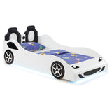 Furniture City Houma - Coaster - Cruiser Wood Twin LED Race Car Bed and 7-inch Mattress White - 400477-SM
