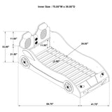 Cruiser Wood Twin LED Race Car Bed and 7-inch Mattress White