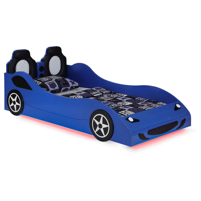 Furniture City Houma - Coaster - Cruiser Wood Twin LED Race Car Bed and 7-inch Mattress Blue - 400478-SM