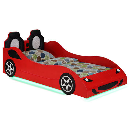 Furniture City Houma - Coaster - Cruiser Wood Twin LED Race Car Bed and 7-inch Mattress Red - 400479-SM