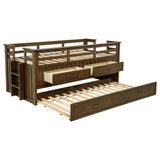 Furniture City Houma - Coaster - Carlsbad Wood Twin Captains Bed With Trundle Medium Brown - 400716T