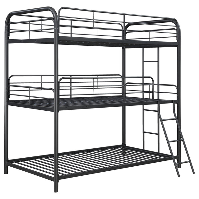 Furniture City Houma - Coaster - Garner Metal Twin Triple Bunk Bed Gunmetal - 400777
