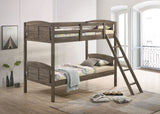 Furniture City Houma - Coaster - Flynn Wood Twin Over Twin Bunk Bed with Mattress Weathered Brown - 400808-SM
