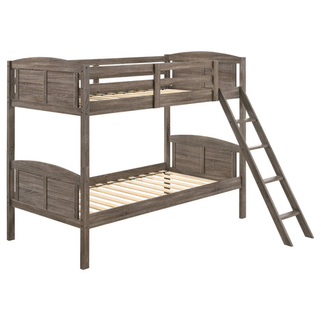 Furniture City Houma - Coaster - Flynn Wood Twin Over Twin Bunk Bed Weathered Brown - 400808