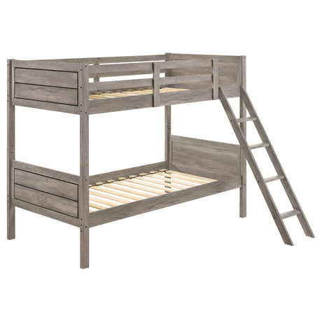 Furniture City Houma - Coaster - Ryder Wood Twin Over Twin Bunk Bed Weathered Taupe - 400818