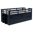 Furniture City Houma - Coaster - Carlsbad Wood Twin Captains Bed With Trundle Navy Blue - 401980T