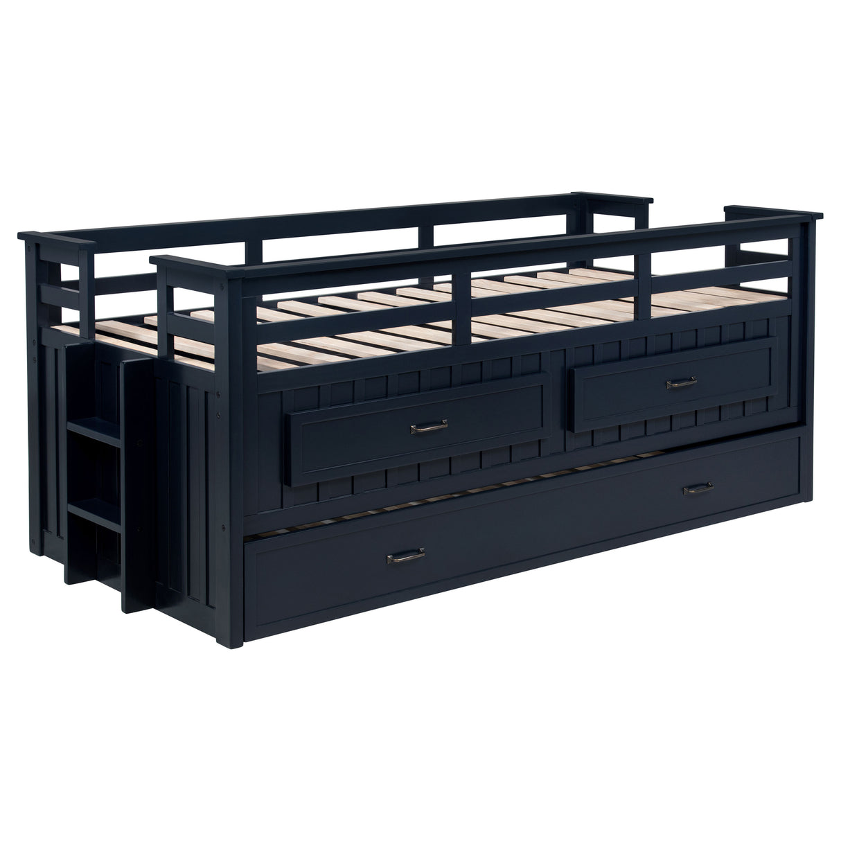 Furniture City Houma - Coaster - Carlsbad Wood Twin Captains Bed With Trundle Navy Blue - 401980T