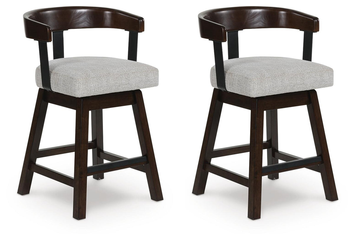 Haddigan - Upholstered Swivel Barstool (Set of 2) - Dark Brown